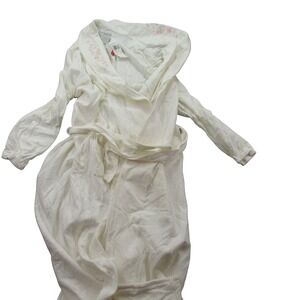 Miss Elaine Intimates Womens White Floral Embroidered Cotton Robe Kimono LG/ XL